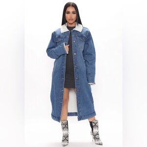 Fashion Nova Swept You Off Your Feet Denim Coat - Medium Wash